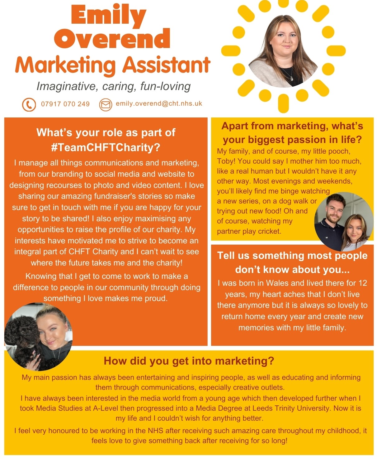 Colleague profile of Communications and Marketing Assistant, Emily.